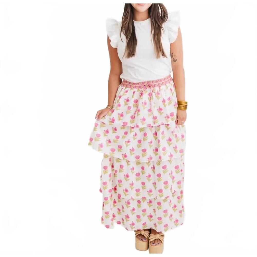 NEW HEART OF GRACE cascade maxi skirt in magnolia